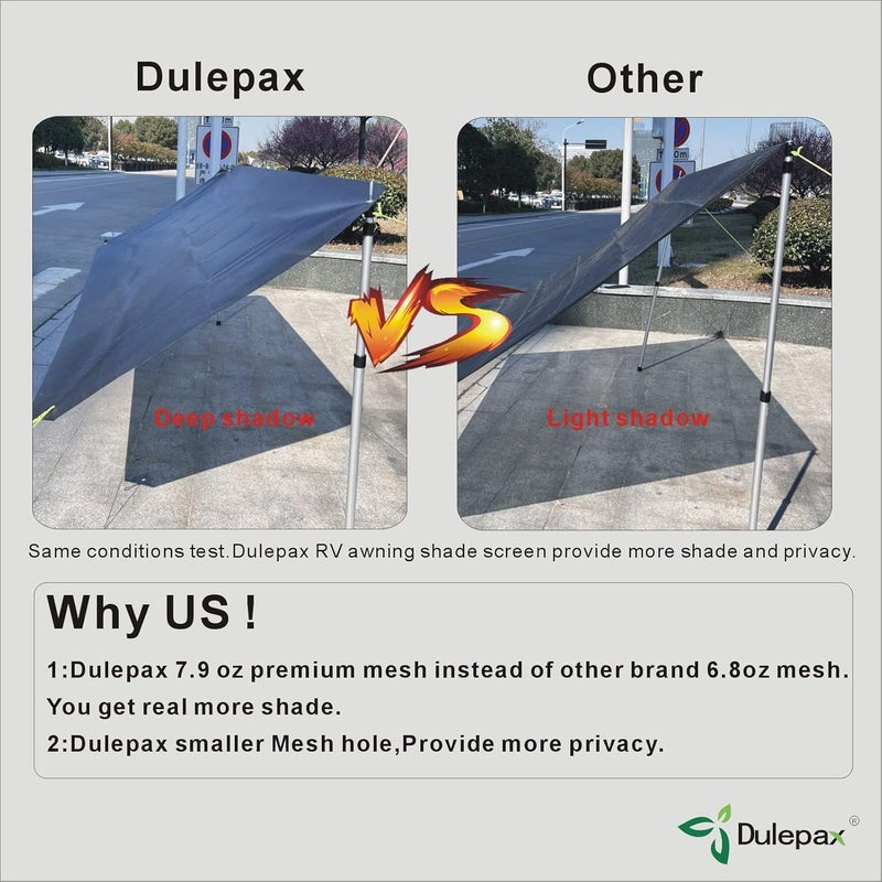 Dulepax ظل جانبي لستارة RV - 9'X7' - الجيل الثاني من شاشة ظل ستارة RV تحسن بشكل كبير من الظل والخصوصية. شاشة ظل ستارة RV عالمية مع مجموعات كاملة. - Image 3